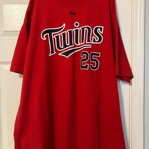 Minnesota Twins #25 MLB Jim Thome Men’s XXL Red Majestic  Shirt